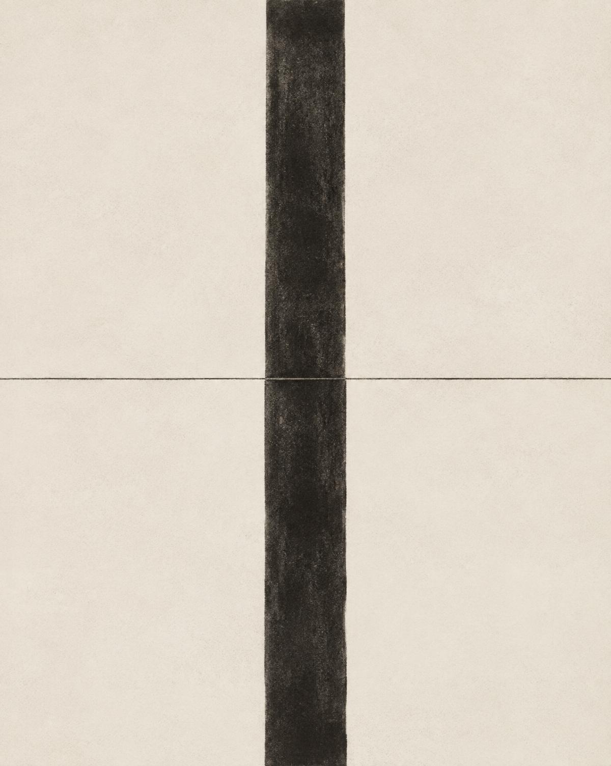 A single dark vertical mark drawn on pale paper